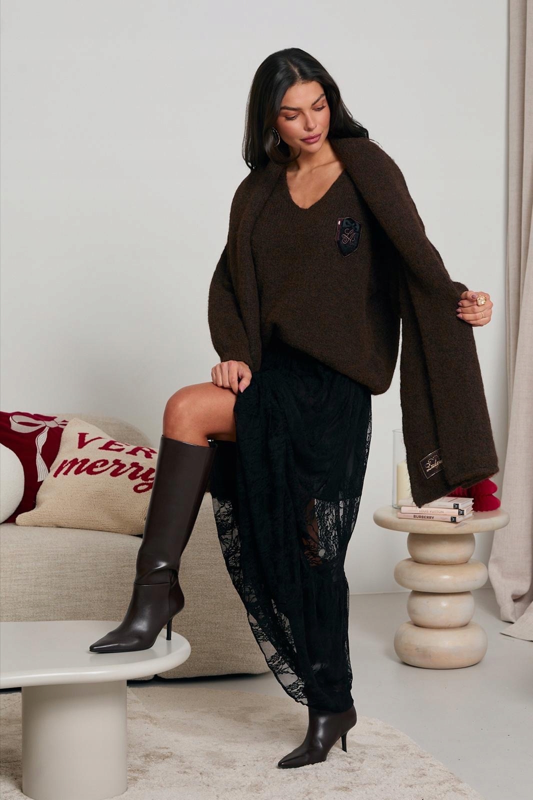 Dámský svetr Hnědý Velikost Uni. Polský Výrobce