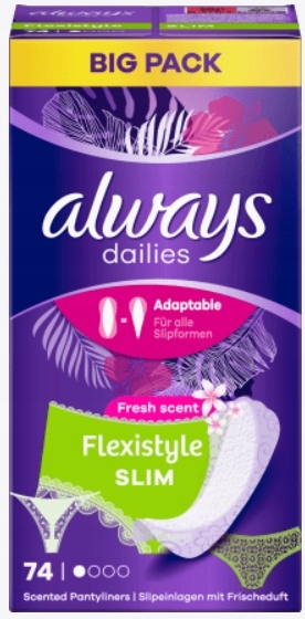 

Always, Flexistyle slim, Wkładki, 74 sztuk