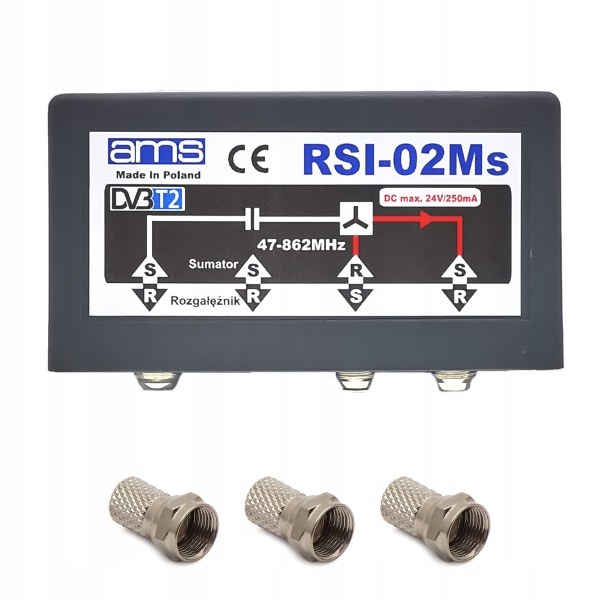 

Rozgałęźnik sumator DVB-T2 zewnętrzny RSI-02Ms Ams