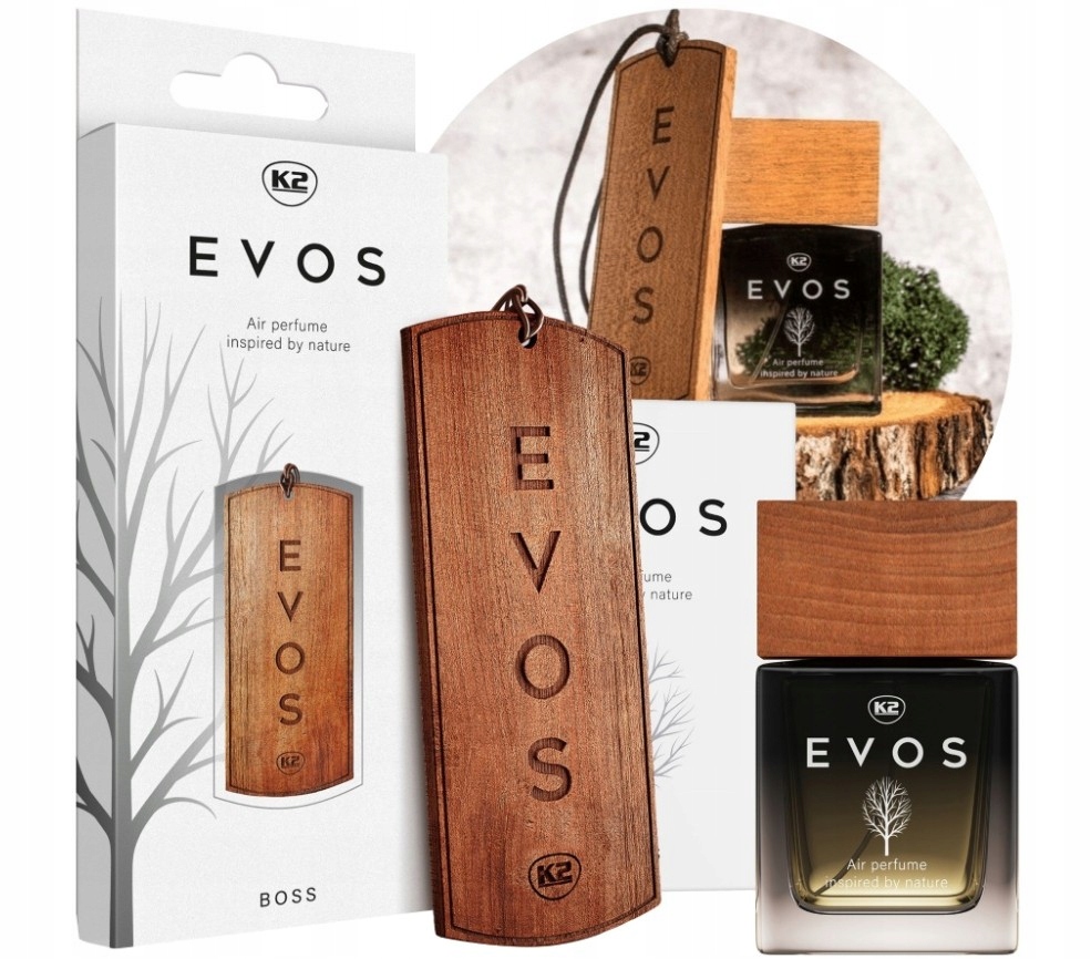 Zestaw K2 Evos Boss Zapach Zawieszka Perfumy Do Samochodu Auta