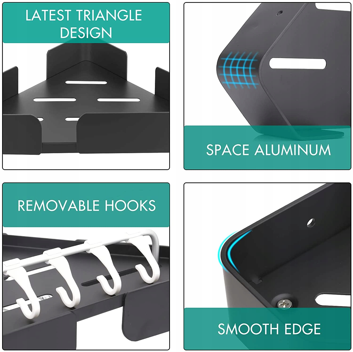 PÓŁKI ŁAZIENKOWE POD PRYSZNIC WISZĄCA CZARNA EAN (GTIN) 5904726372418