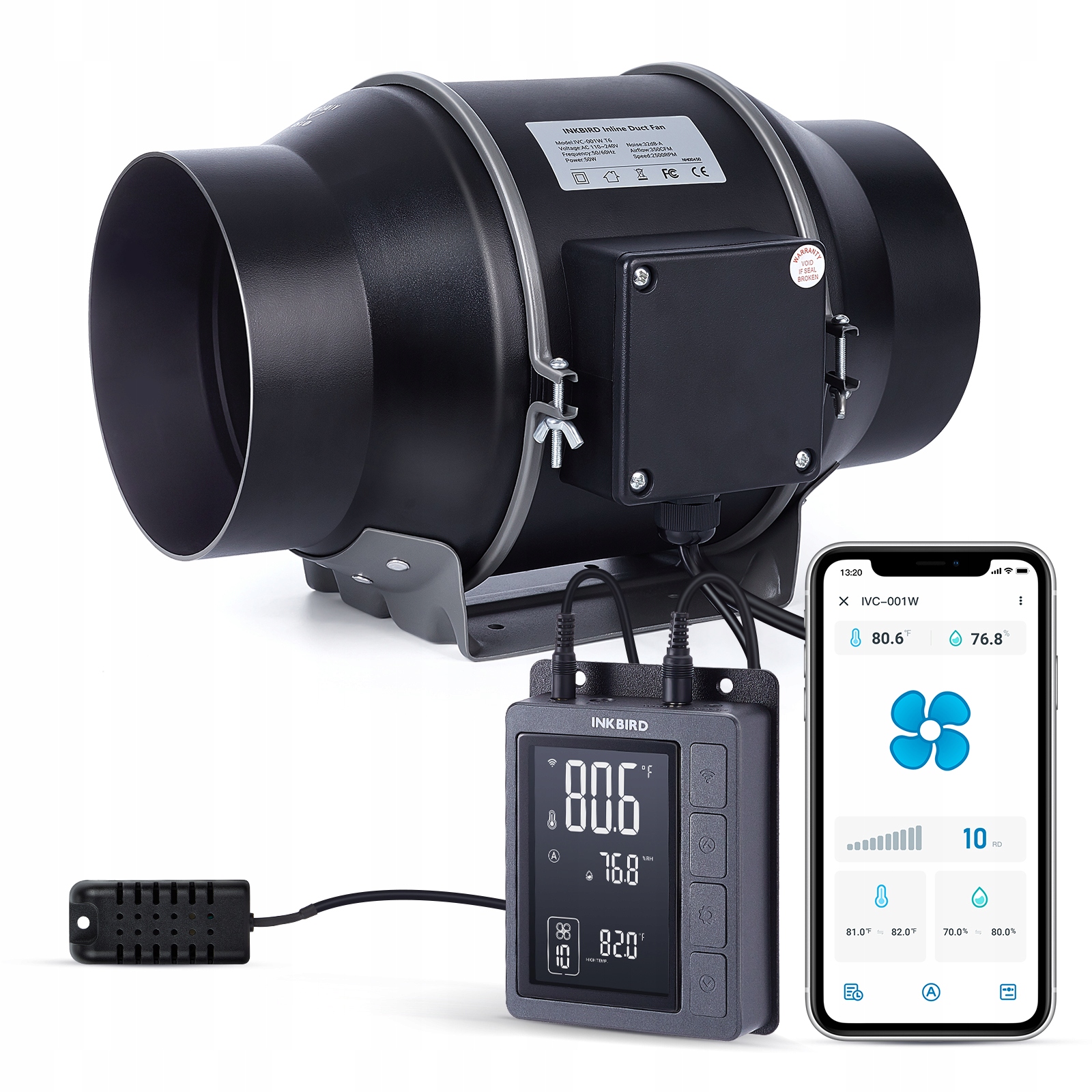 Inkbird 6-palcový Inline Ventilátor s Inteligentným Regulátorom