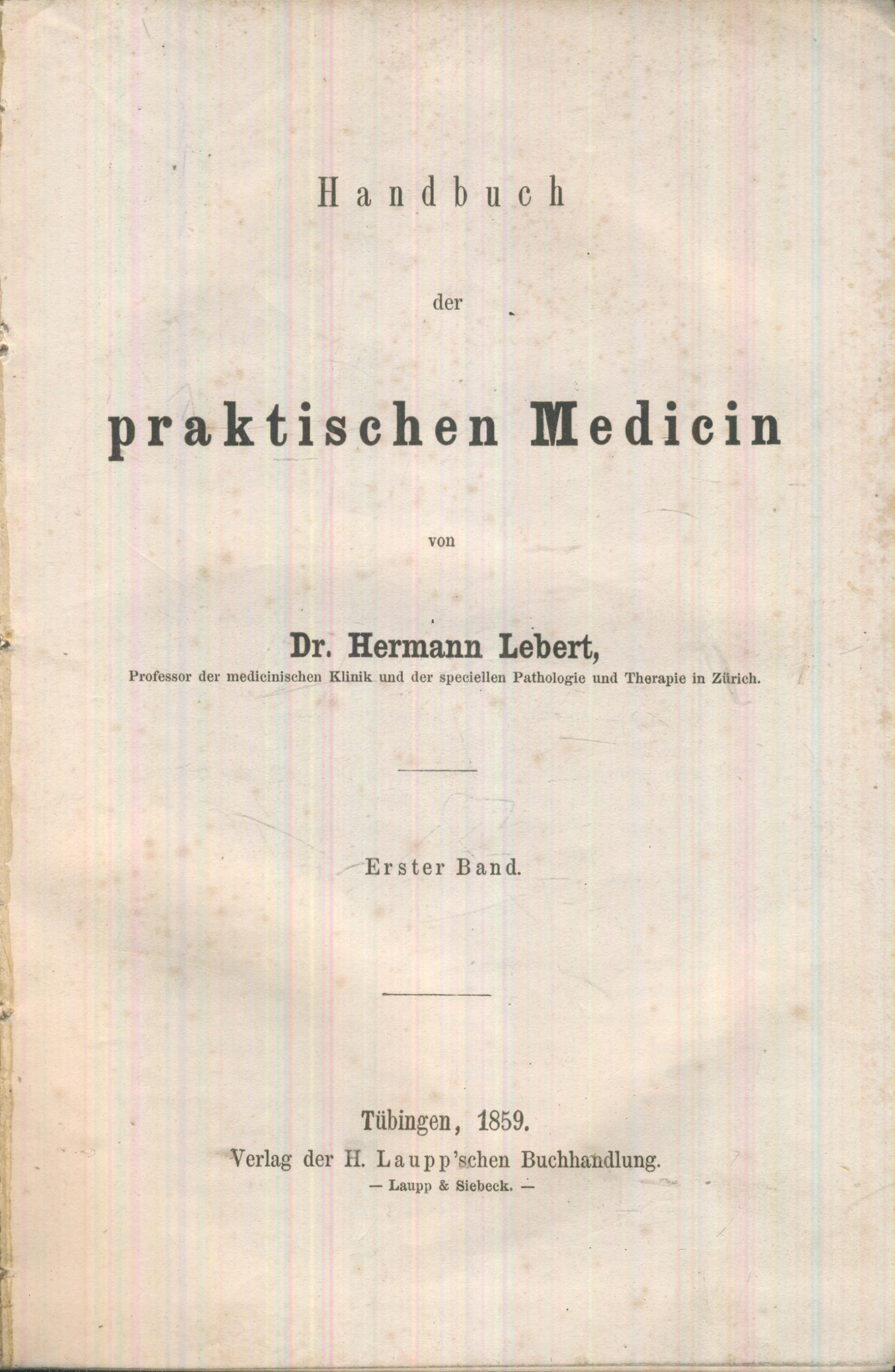 Handbuch der praktischen Medicin; tom I; Hermann Lebert; 1859
