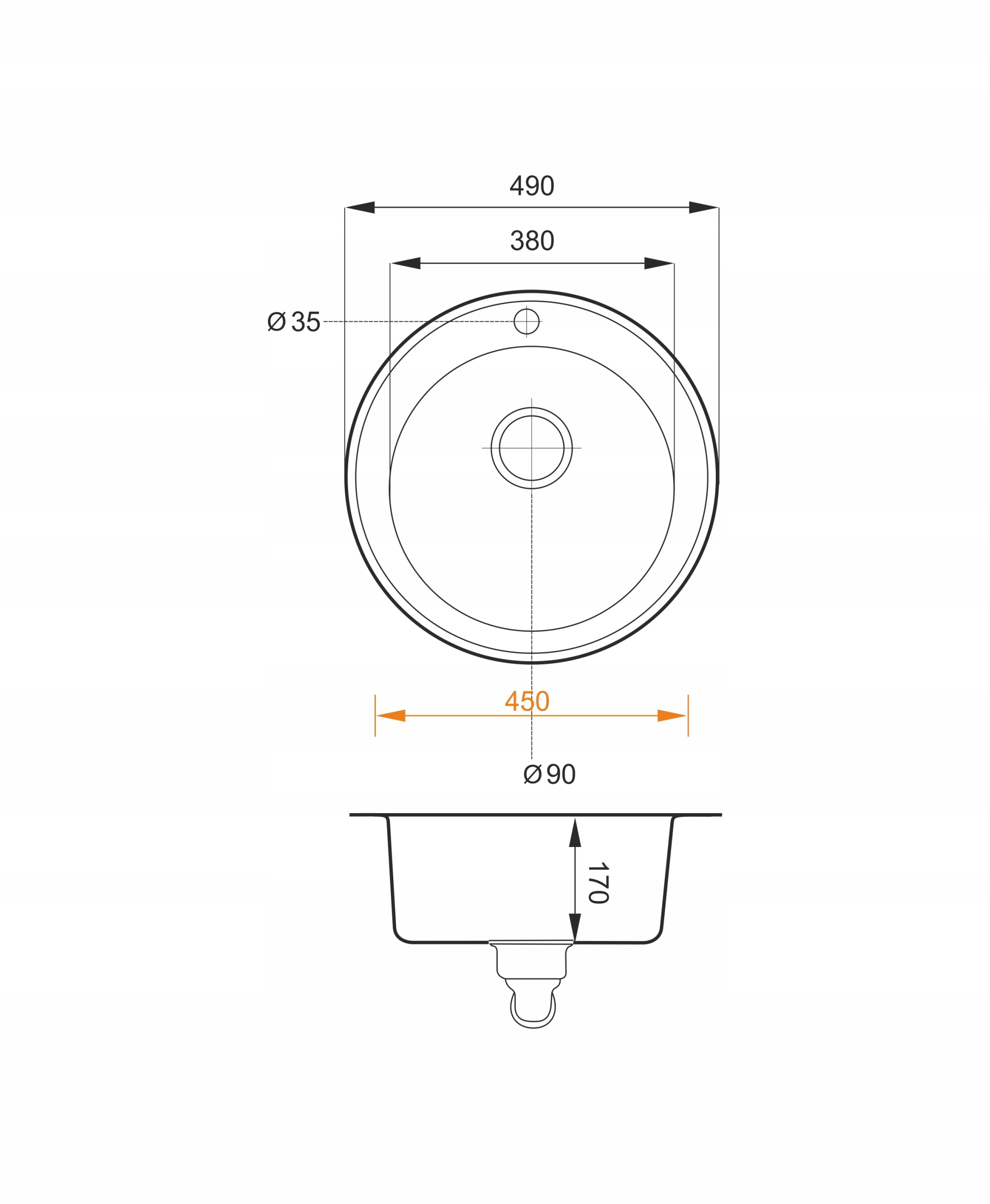 Zlewozmywak granitowy zlew kuchenny okrągły RADO Marka Brenor