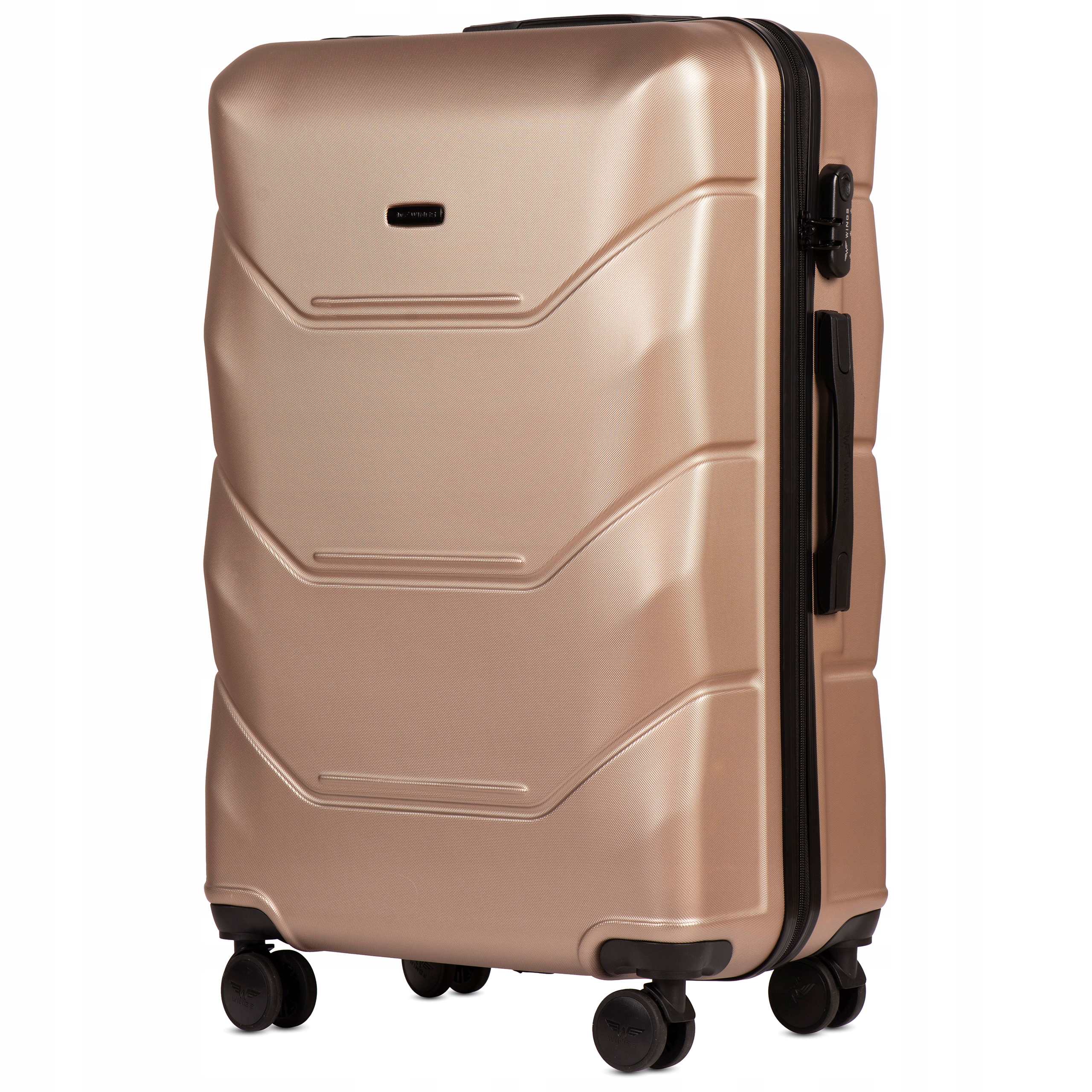 Duża Walizka L Pojemna Rodzinna 97L Solidna 4 Koła Wings 148 Szampan