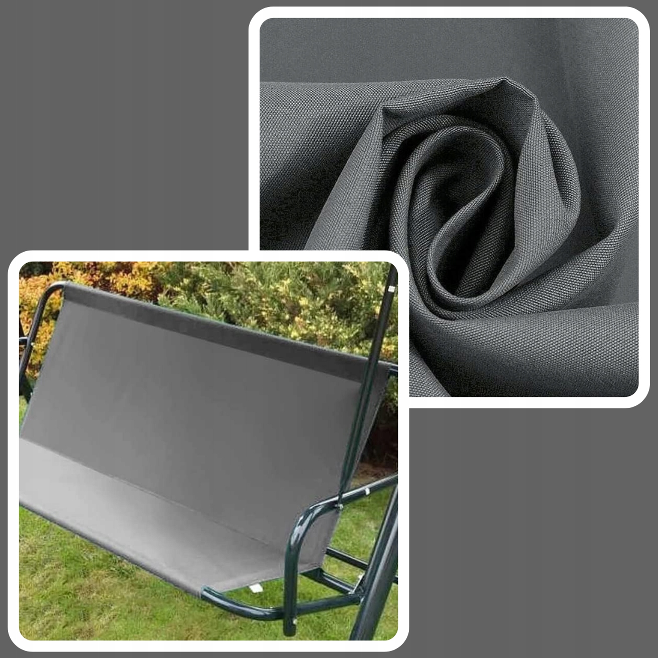 MATERIAŁ SIEDZISKO HUŚTAWKA PODKŁADKA DO HUŚTAWKI SIEDZISKO SZARY 114CM Długość siedziska 114 cm