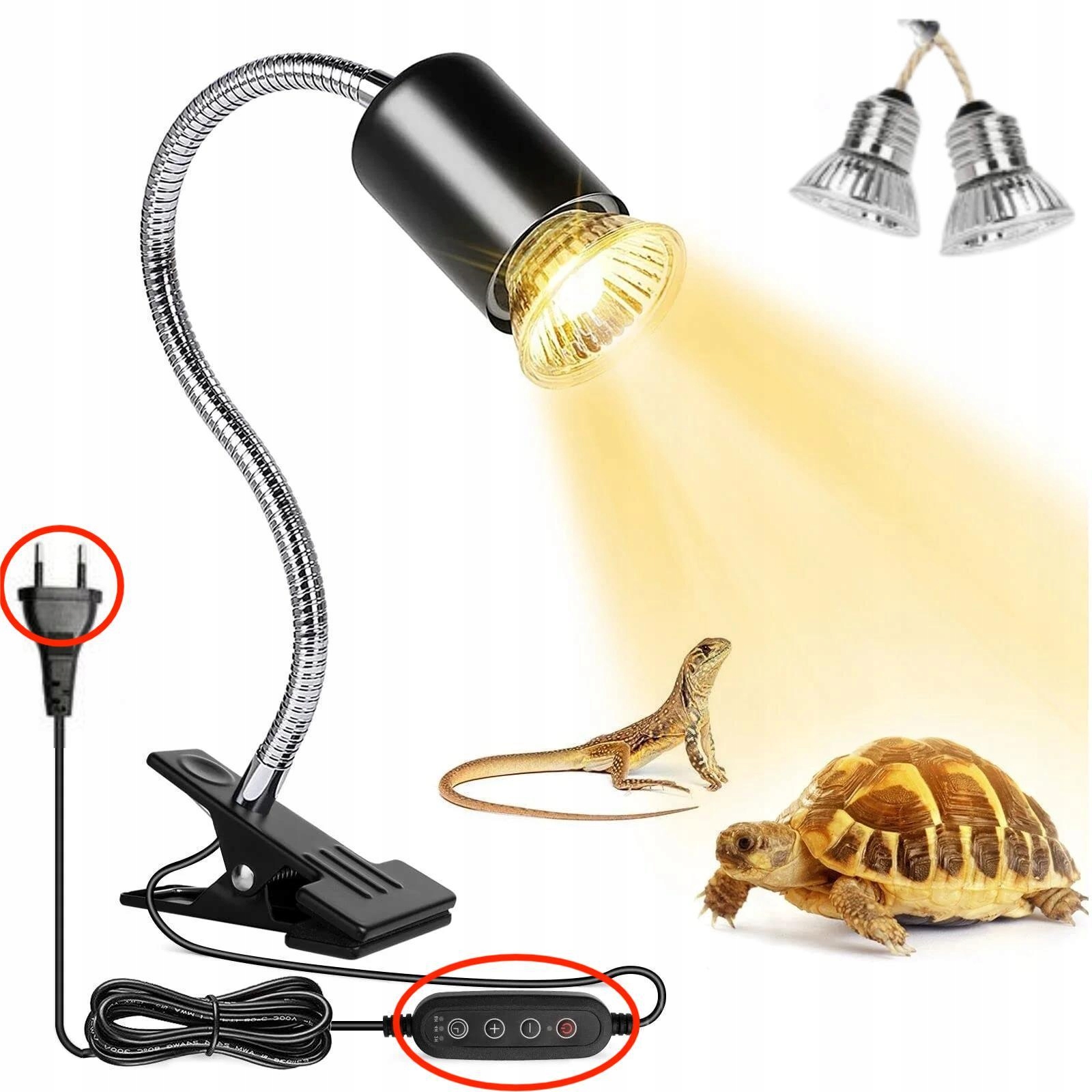 Levně Výhřevná Lampa Pro Želvy, Terárium, 2 Žárovky , Výhřevná Lampa S Časovačem