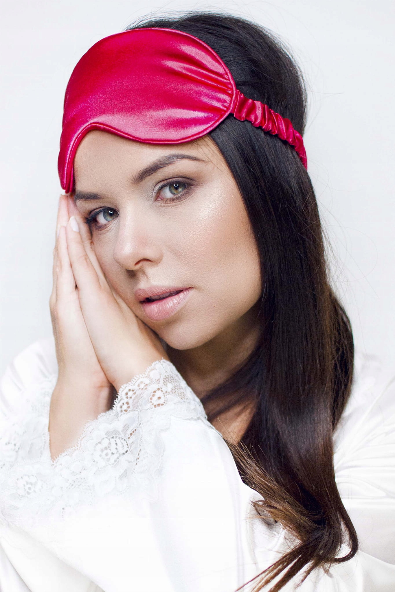 100% Jedwabna opaska jedwab morwowy | Maska do snu Wzór dominujący bez wzoru