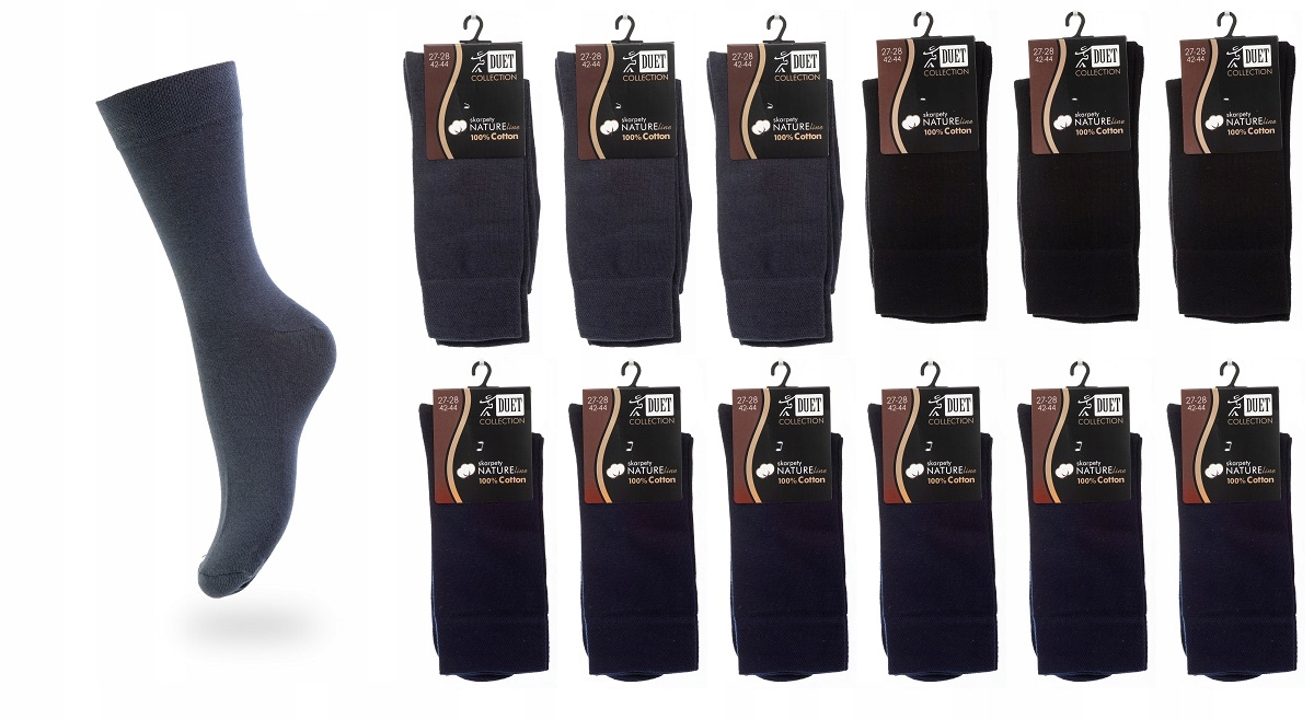 

12 x Skarpety Skarpetki 100% Bawełna Męskie 42-44