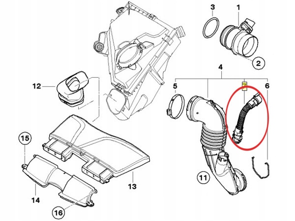 ПРОВОД ПАТРУБОК ЭМФИЗЕМЫ DO BMW E60 E90 X3 X5 X6 N47 N57 фото 5