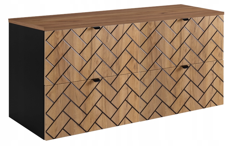 Závěsná koupelnová skříňka pod umyvadlo 120 Černý dub Klepka Jedle Blat