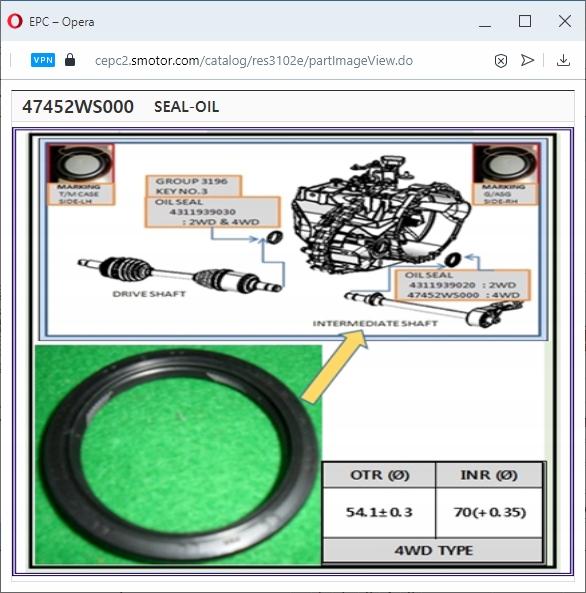 47452WS000 - Герметик полуоси Korando C