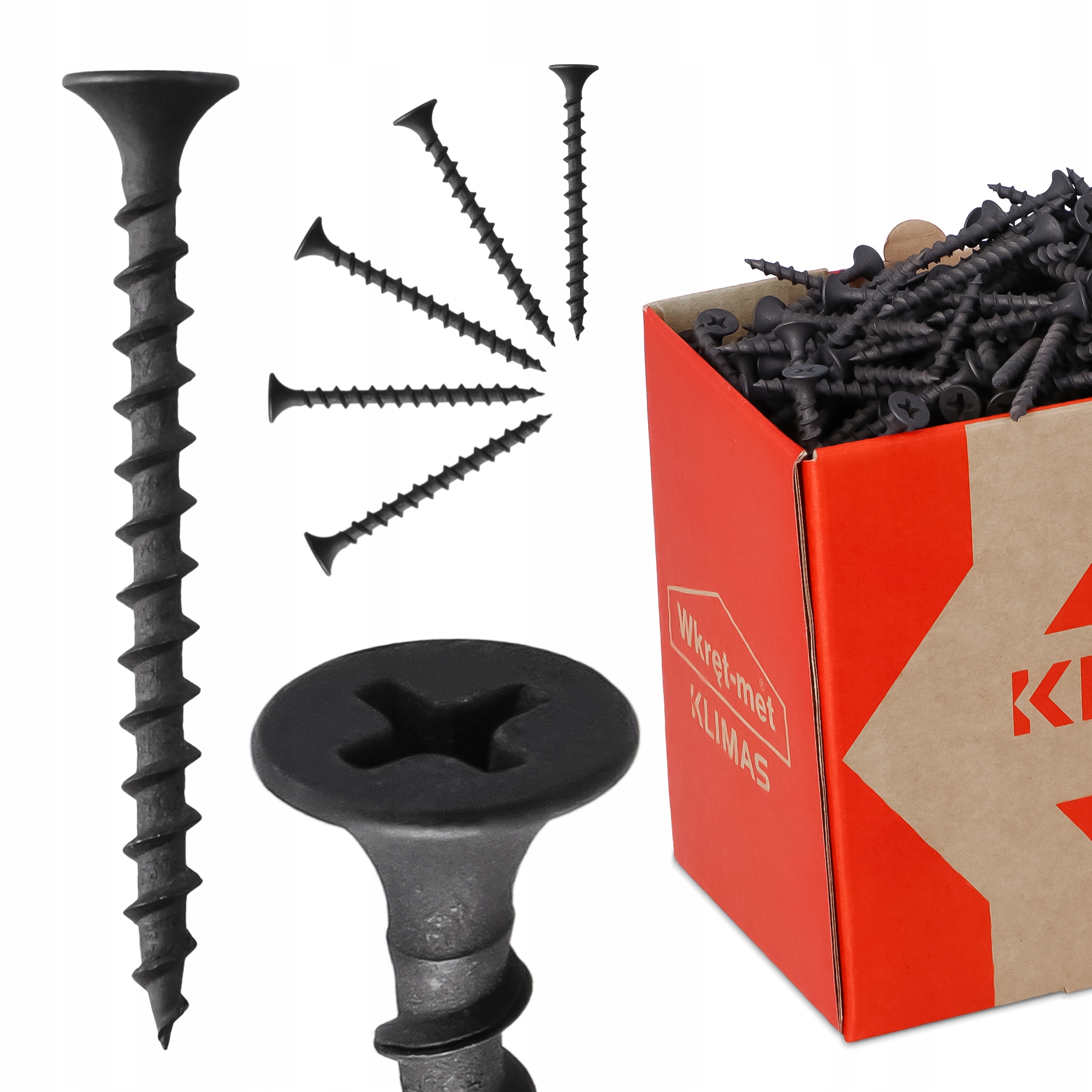 500x WKRĘTY PŁYT GK 3,5x45 MM GIPSOWYCH REGIPSÓW DREWNA CZARNE FOSFATOWANE Stan opakowania oryginalne