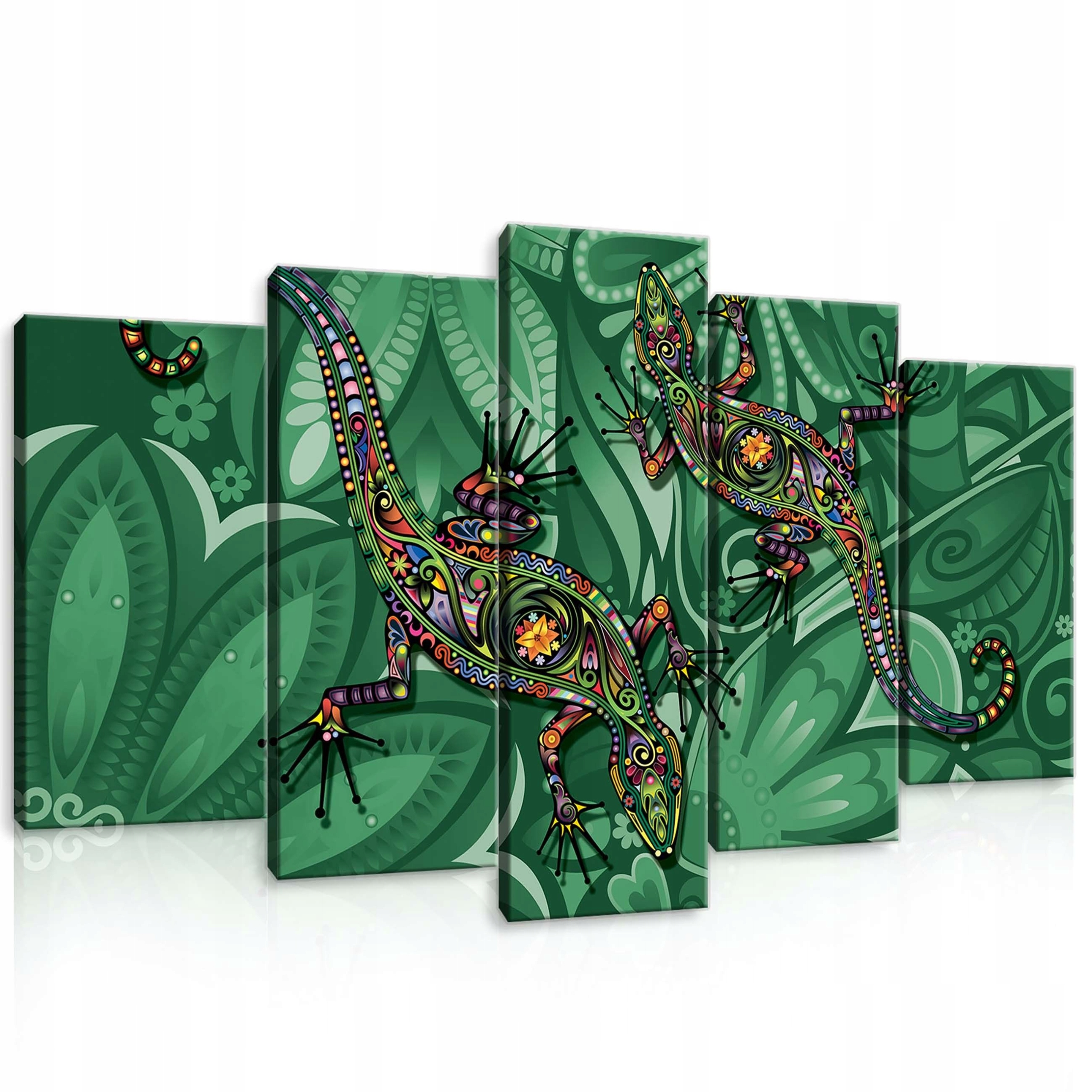 Obraz 100x60 modulární triptych ještěrky tropy džungle vzor