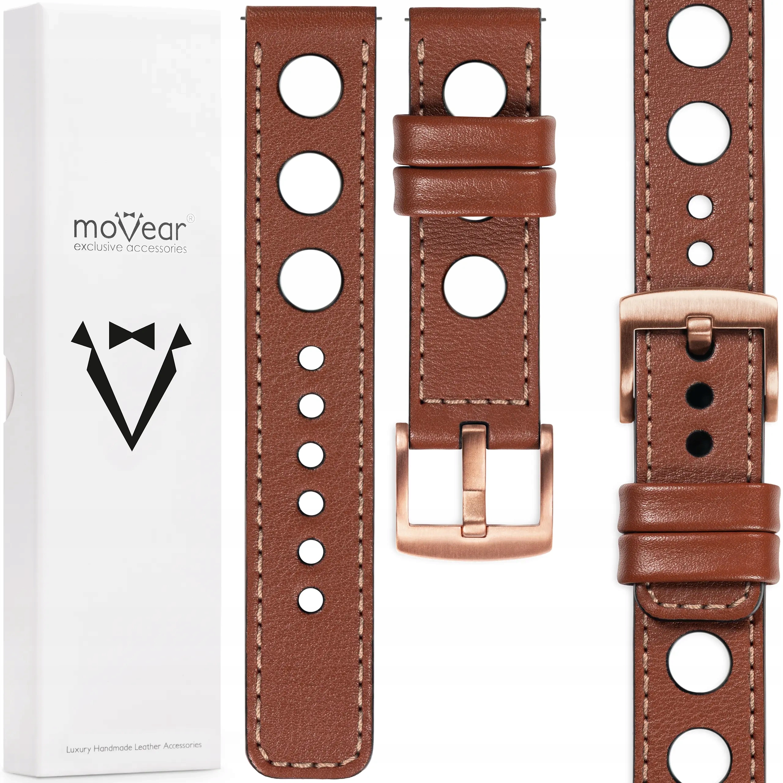 Prémiový řemínek 22 mm pro hodinky, exkluzivní, italská kůže, Polský, Movear