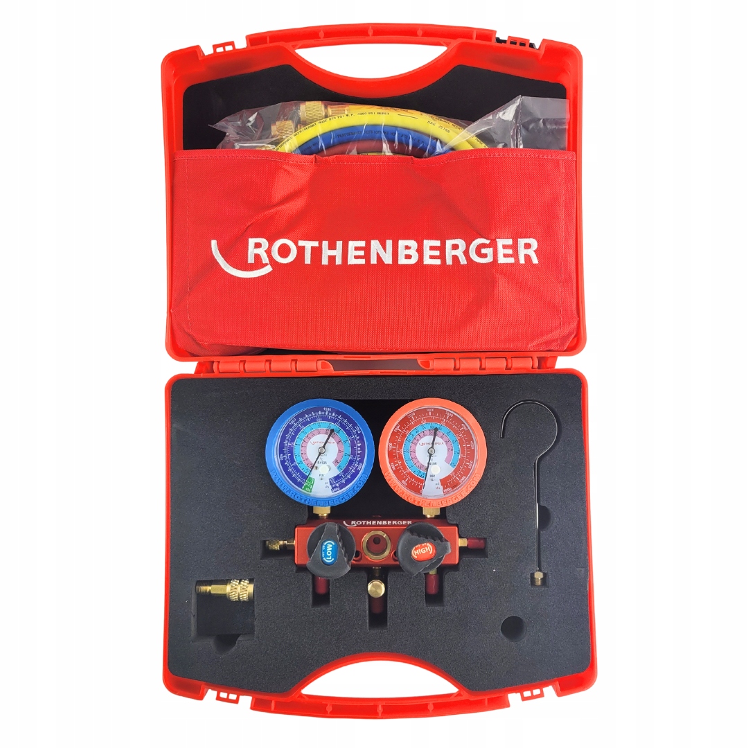 Sada analogových manometrů Rothenberger R32, R410a Standard Eco s hadicemi