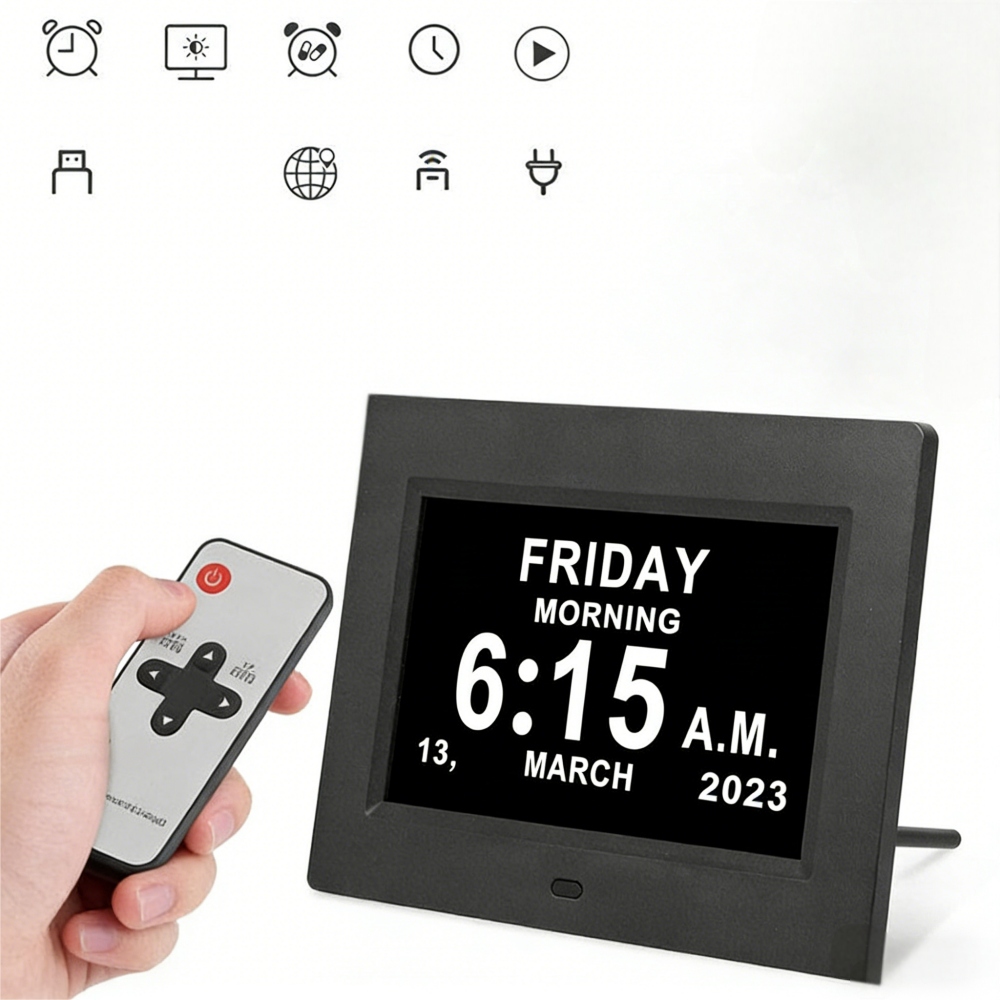 7PALCOVÝ Digitální LCD Kalendář S Datem A Časem, Digitální Budík