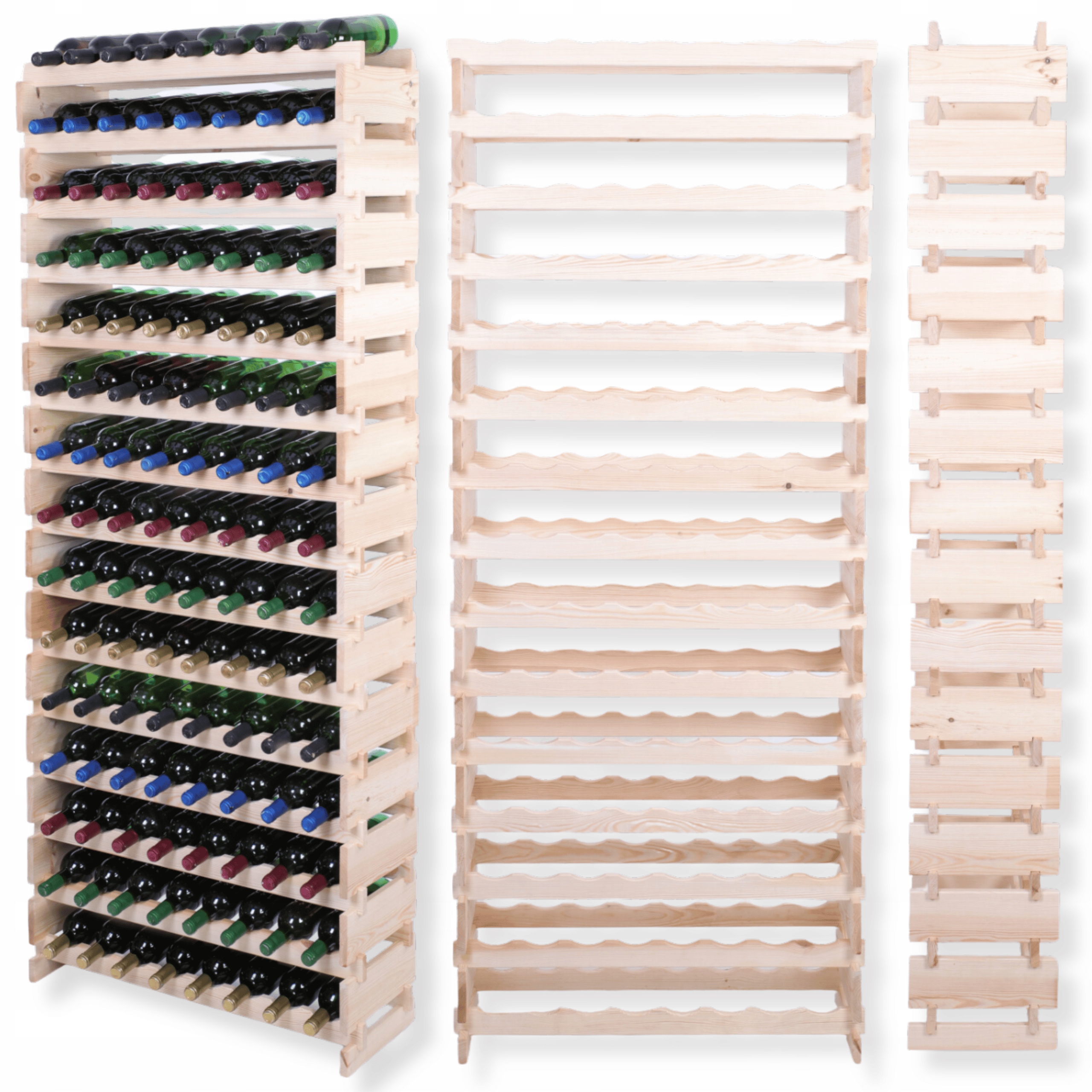 Stojan na 120 fliaš vína modulárny regál 15x8 bez náradia, rozšíriteľný