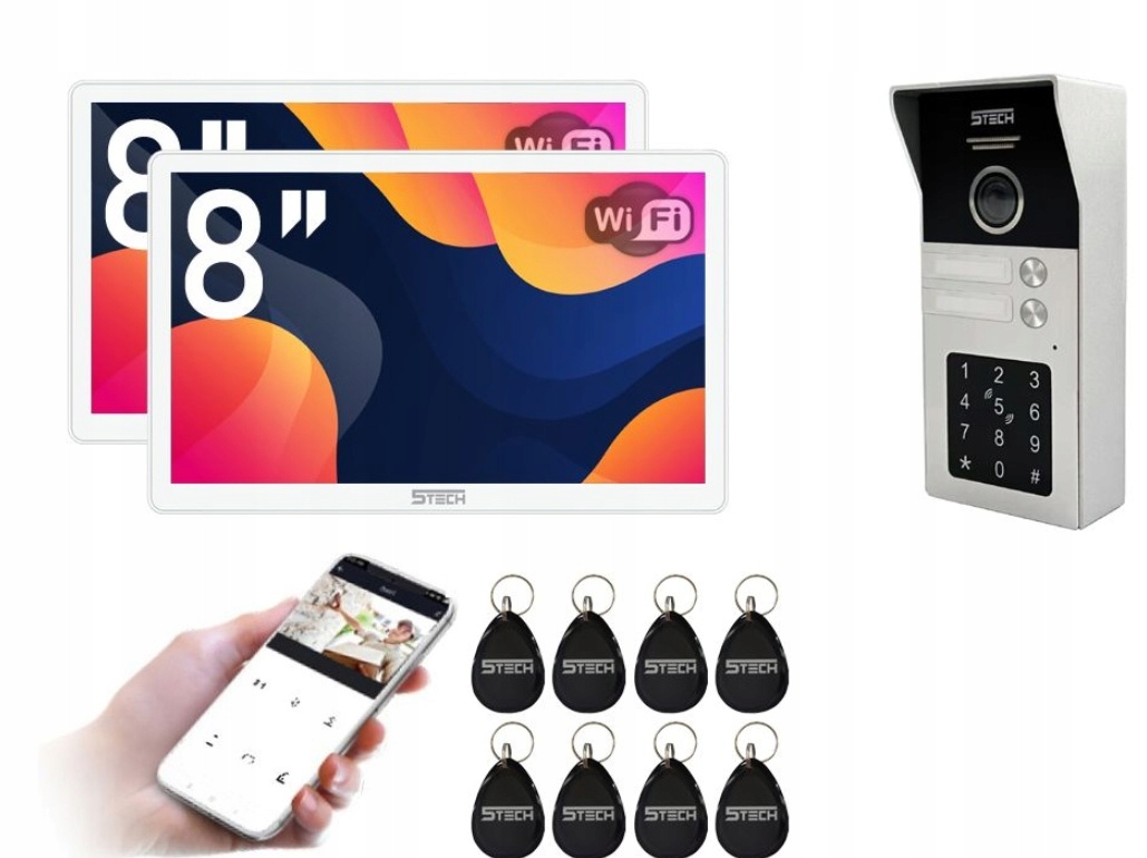 Video interkom 2-vodičový digitální 5tech WiFi Fhd 8" 2xVirgo One PLUS(W)/82225-2