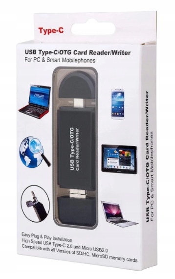 Czytnik Kart 5w1 USB-C USB MicroUSB TF MicroSD SD Obsługiwane karty pamięci Micro Secure Digital (micro SD) Secure Digital (SD)