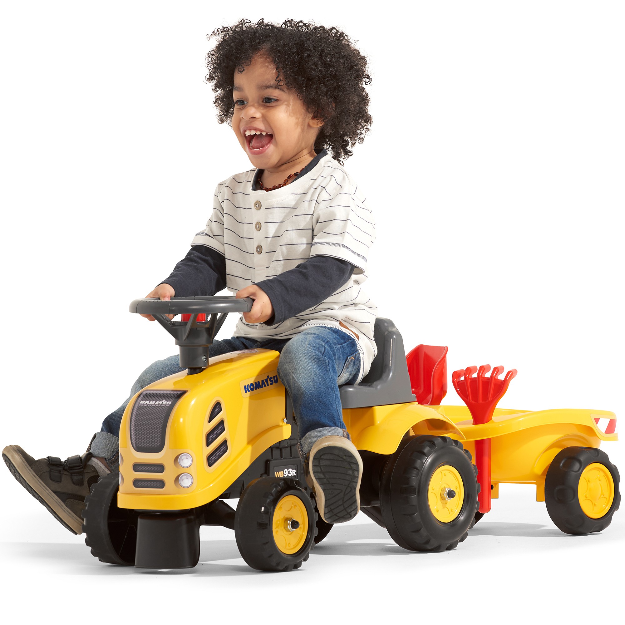 

Falk Traktorek Baby Komatsu Żółty Przyczepka akc