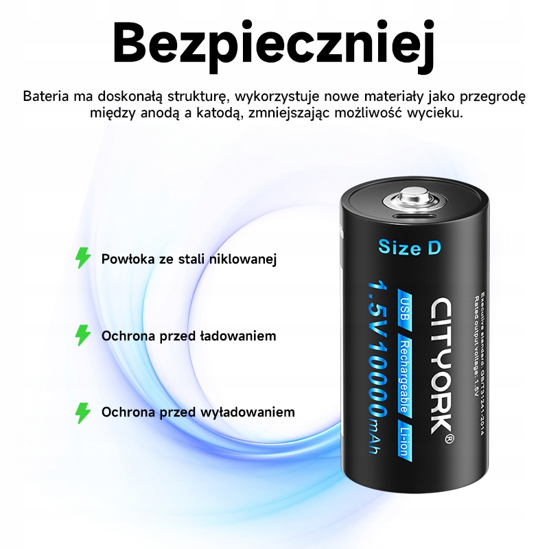 2 szt. Akumulator litowo-jonowy o rozmiarze 1,5 VD, ładujący USB C, ogniwo LR20 Kod producenta 1740