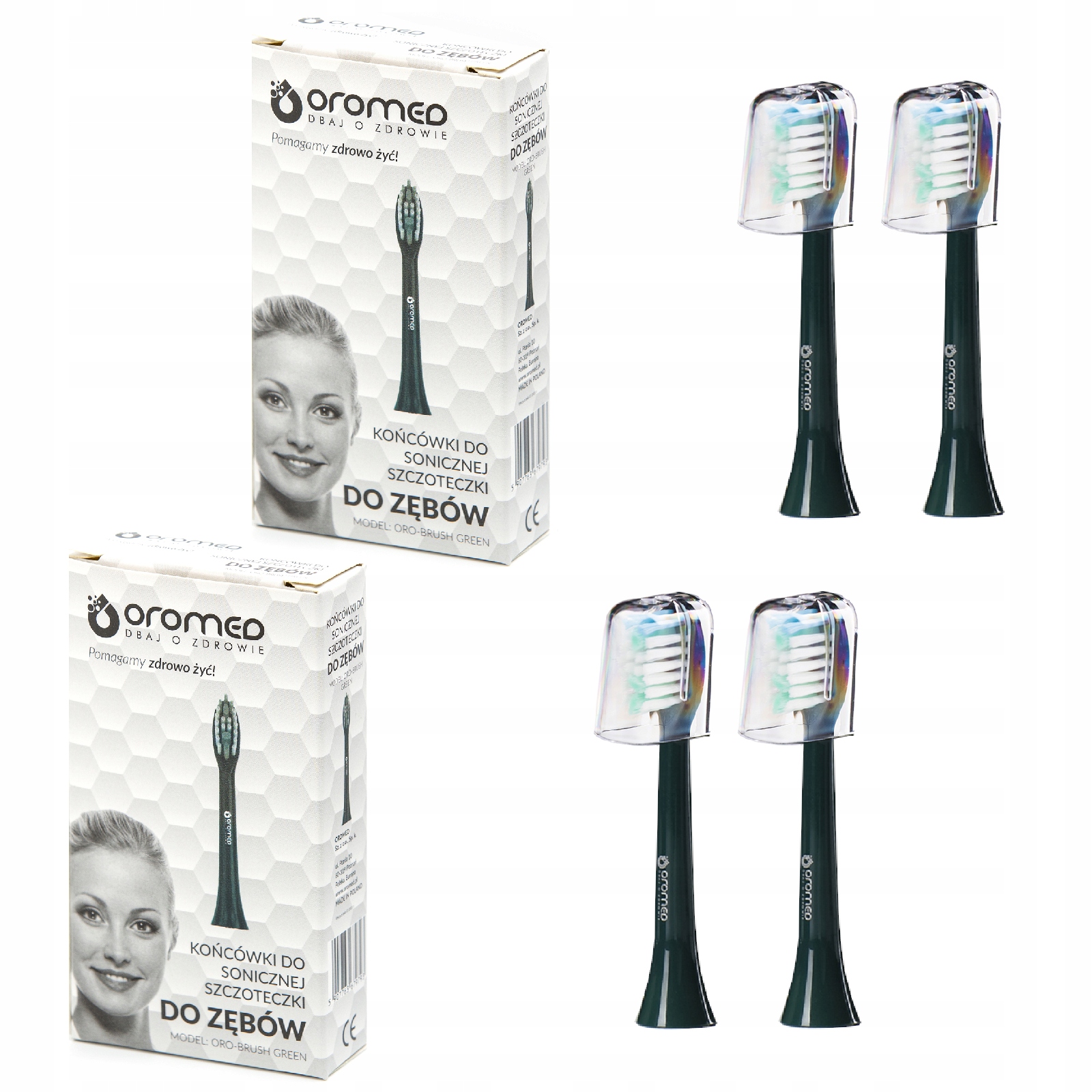 

4 x Końcówki Do Szczoteczek Oro-brush Green