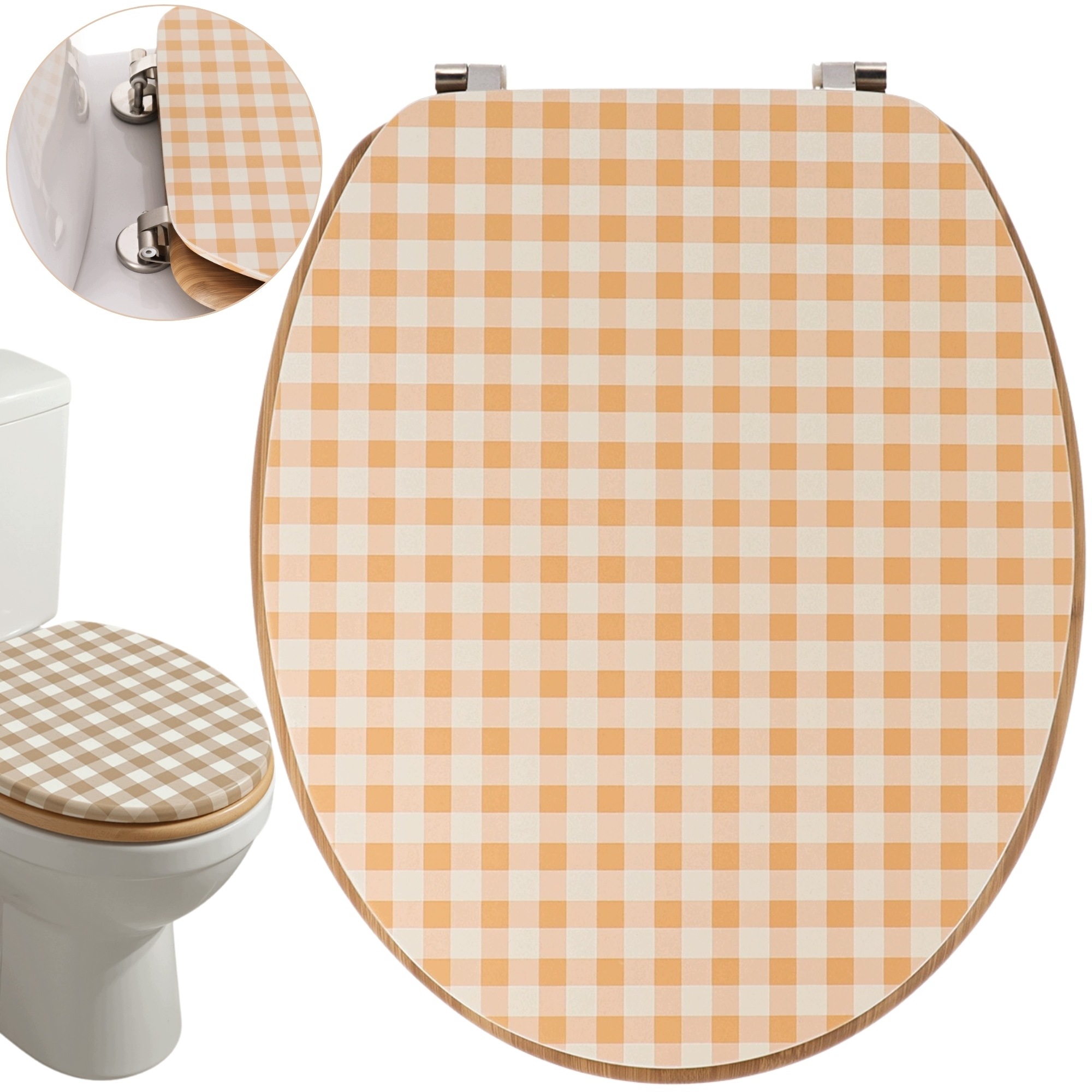 Wc Prkénko 46 x 37,5 cm oranžová univerzální záchodová klapka tvrdá