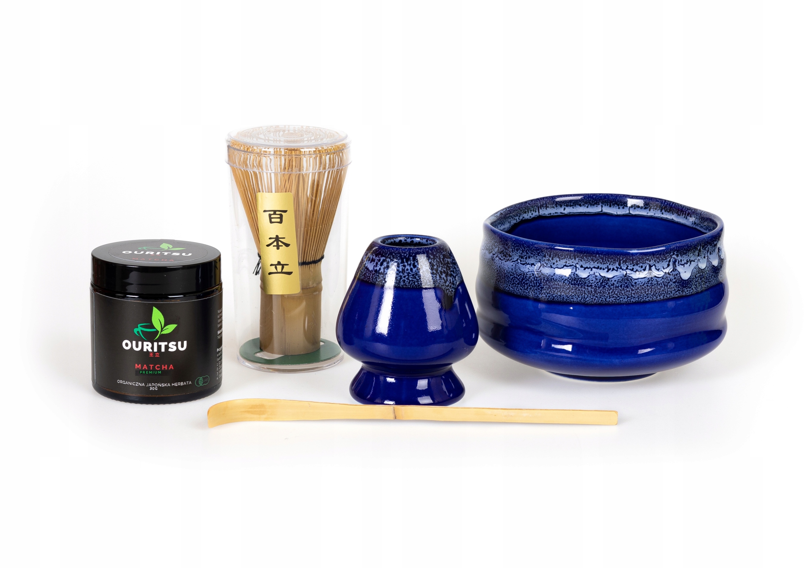 Levně Kaiji Sada Matcha Premium 30g Chasen Chashaku Matchawan Podstavec