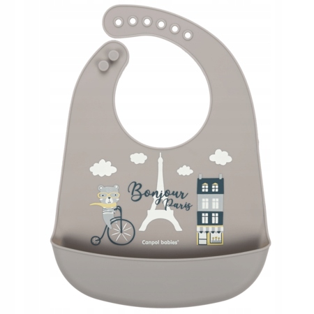 

Śliniak silikonowy z kieszonką Bonjour Paris