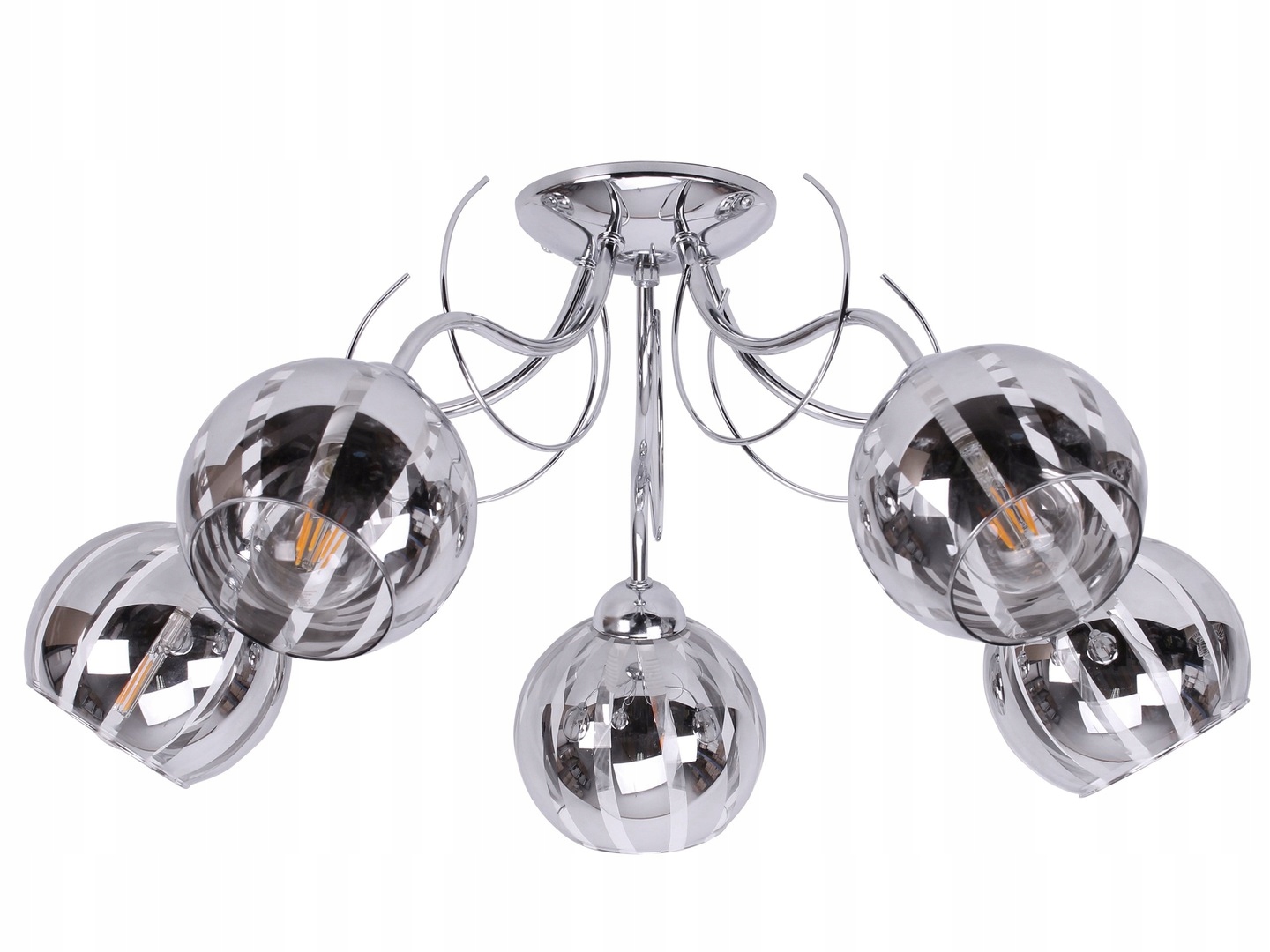

Lampa Wisząca Sufitowa Kule Metalowa Chrom Led