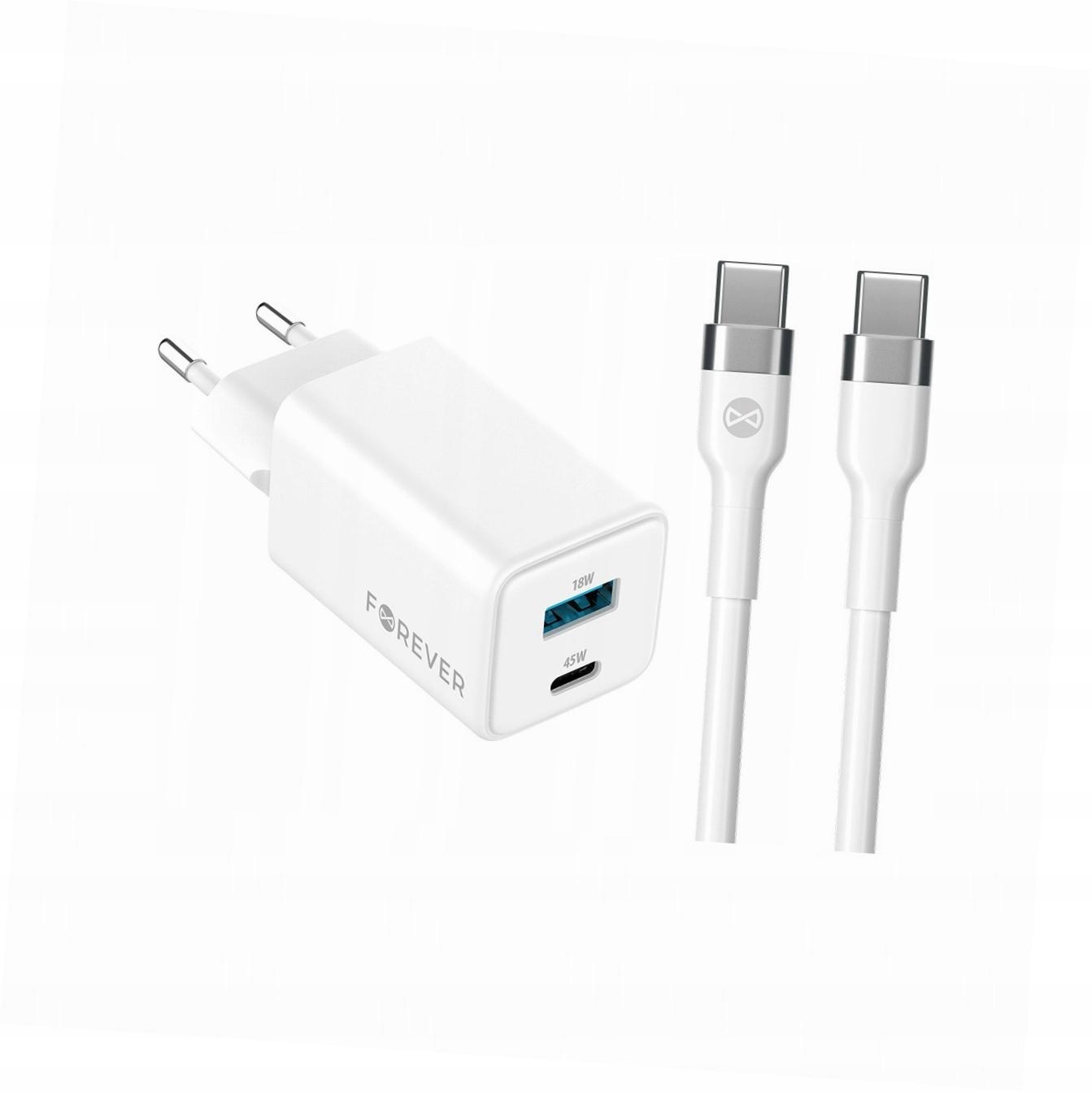 Szybka ładowarka GaN 45W 2 wejścia Usb i Usb-c z kablem do Realme 11 Pro