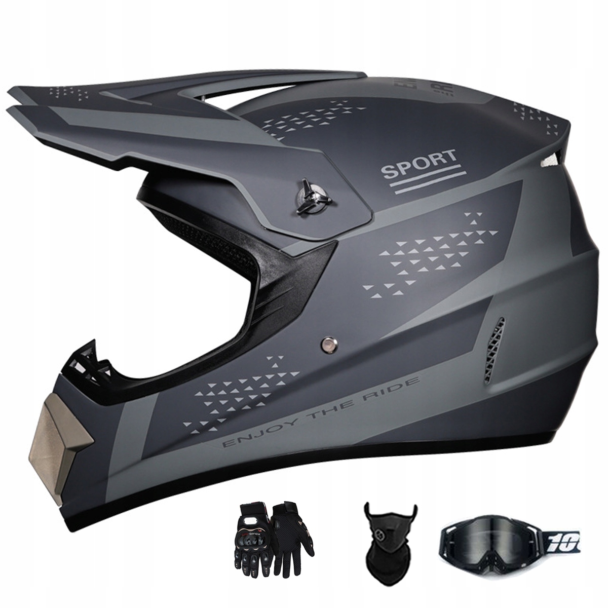 Motocyklová Přilba Lehká Enduro Quada Brýle Rukavice Maska M