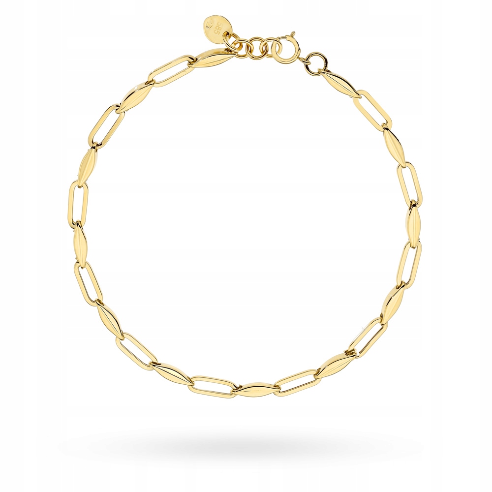 Zlatý náramek 585 velké elipsové články 2.07 g bez kamenů, 19 Cm