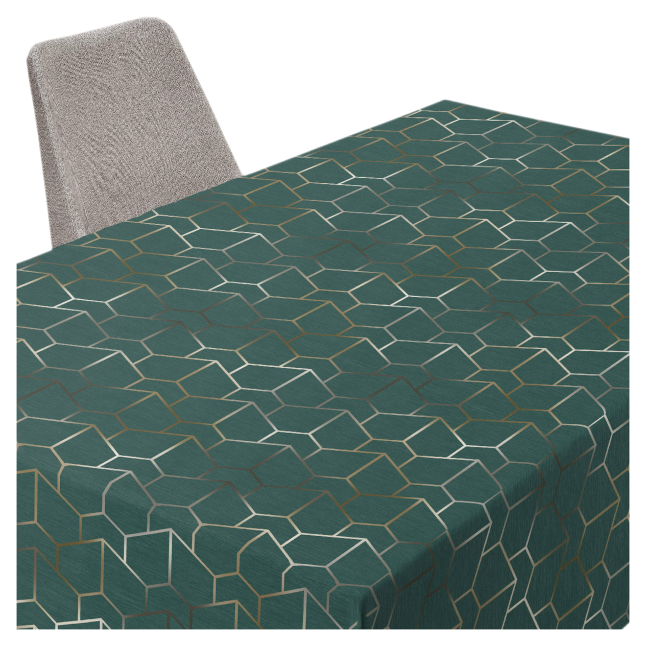 Skvrnitý geometrický ubrus U3 Minos zelený 120 x 270 cm