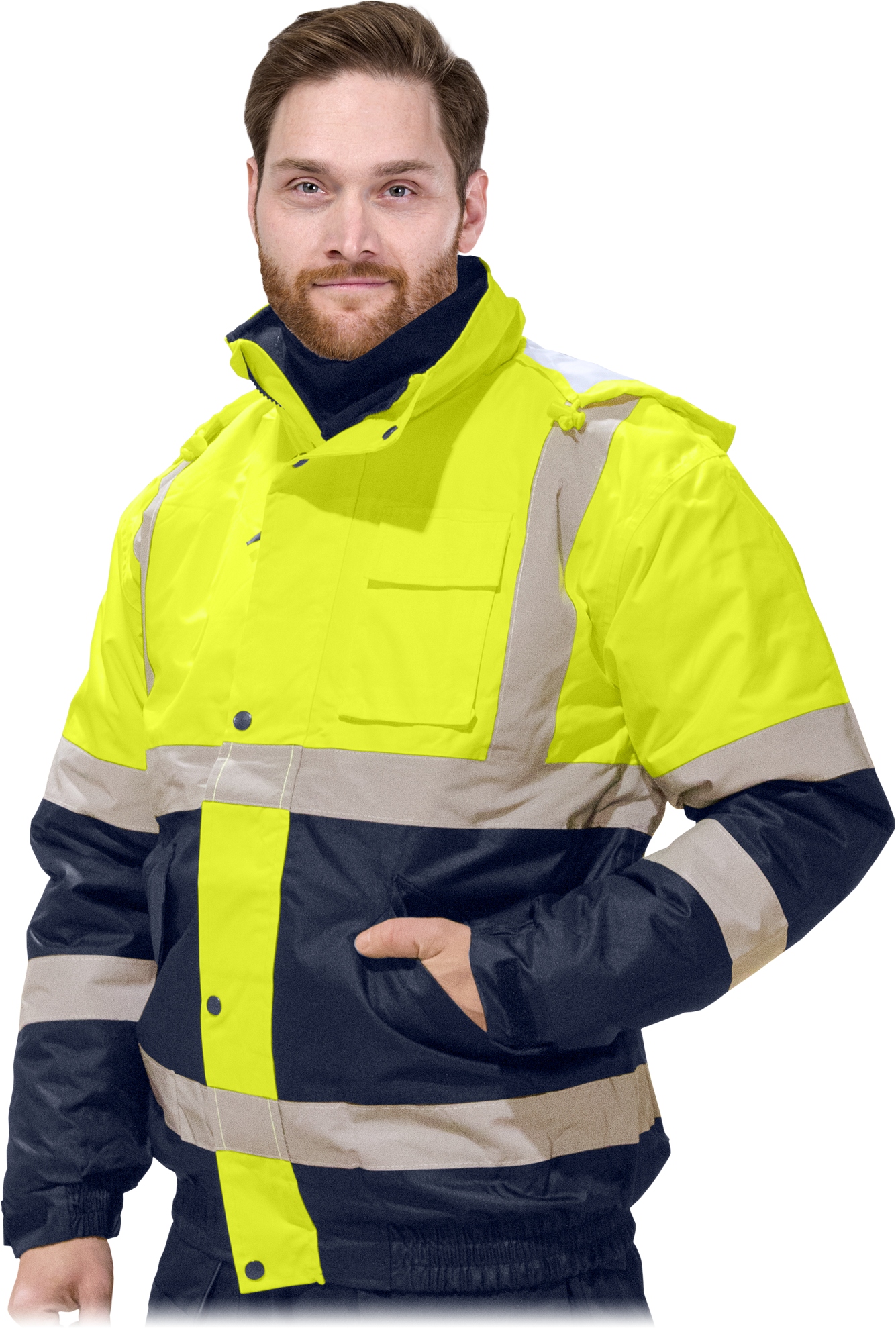 Zimní bunda Zateplená, pánská, pracovní, Reflexní, Bombervis žlutá, velikost XL