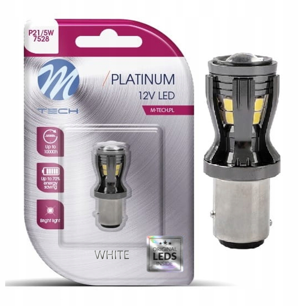 Żarówka samochodowa P21/5W Led 12-24V 14x2835SMD Canbus *biała* M-tech 1szt