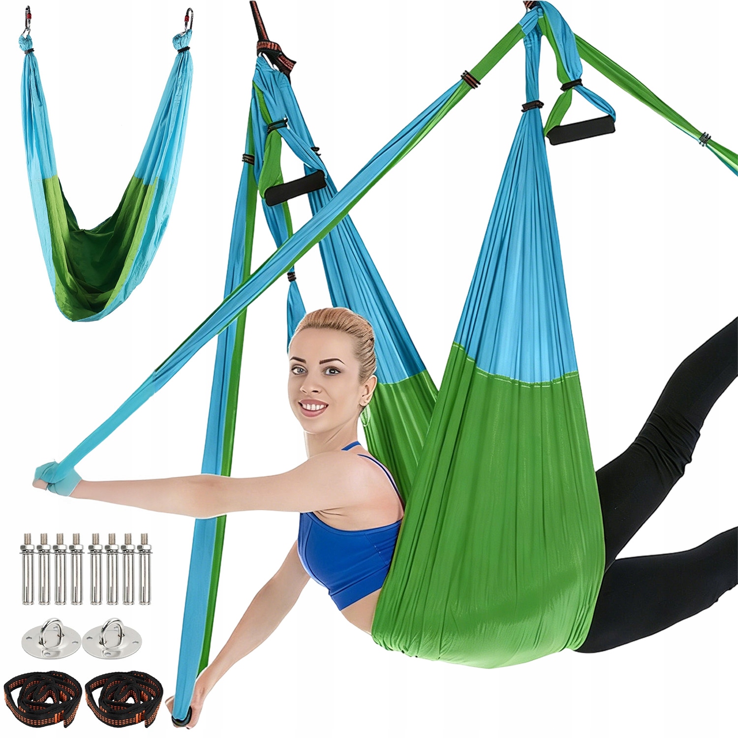 Akrobatický Šátek Senzorická Houpací Síť Aerial Joga Se Šesti Úchyty 2.5 m