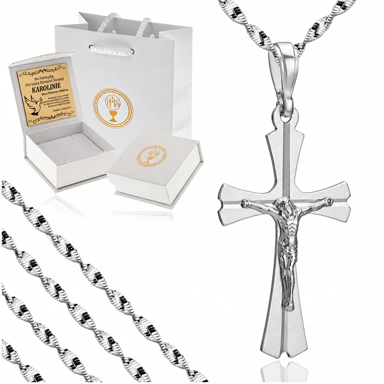 Krásný Stříbrný Řetízek S Křížkem Ryzost 925 Unisex Dárek Na Rok