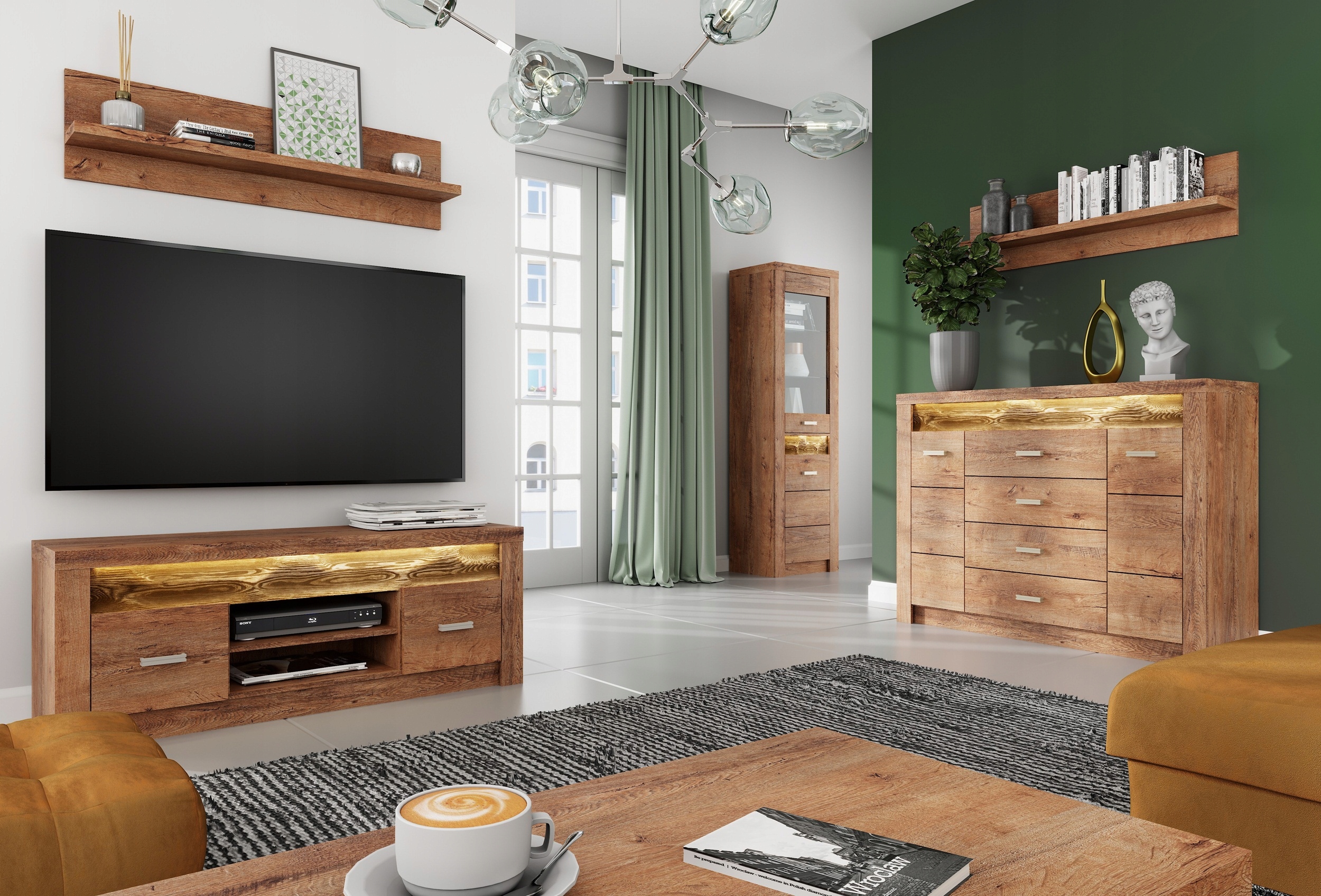 Witryna narożna do salonu INDIANAPOLIS I23 z LED Marka Jarstol