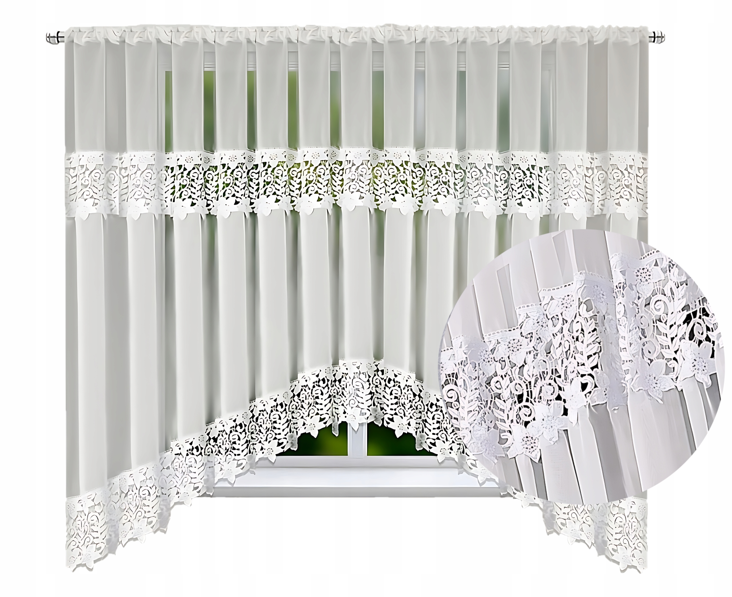 Firana Gotowa Woal z Gipiura Firanka na Taśmie Firany do Salonu 400x160 cm