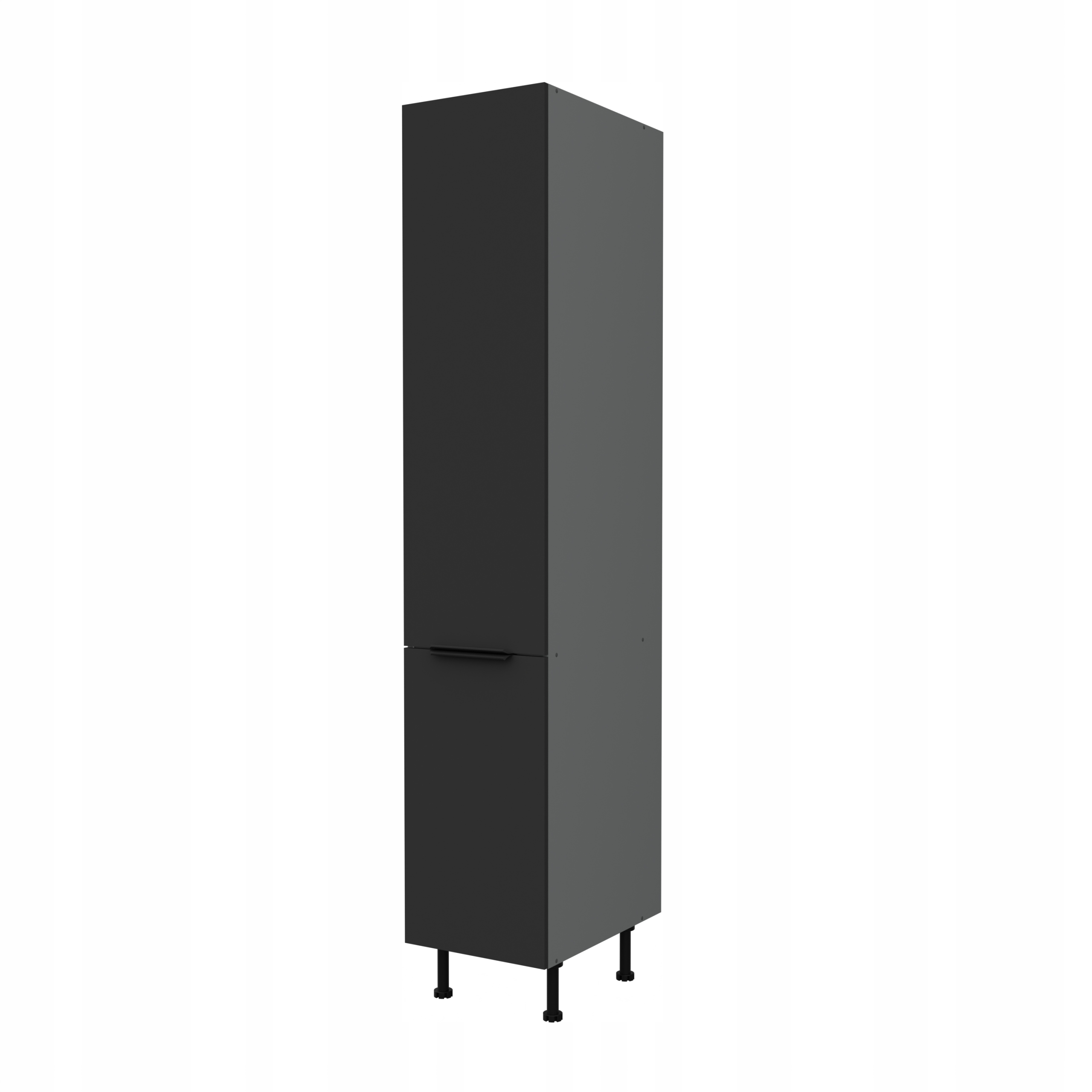 Hospodářská komínová skříňka 40 cm, kuchyňský sloupek, černá matná barva, stojící skříňka
