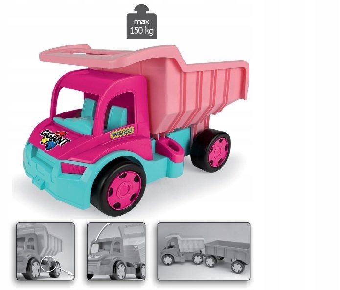 Gigant Truck wywrotka z przyczepą pink Wader Materiał plastik