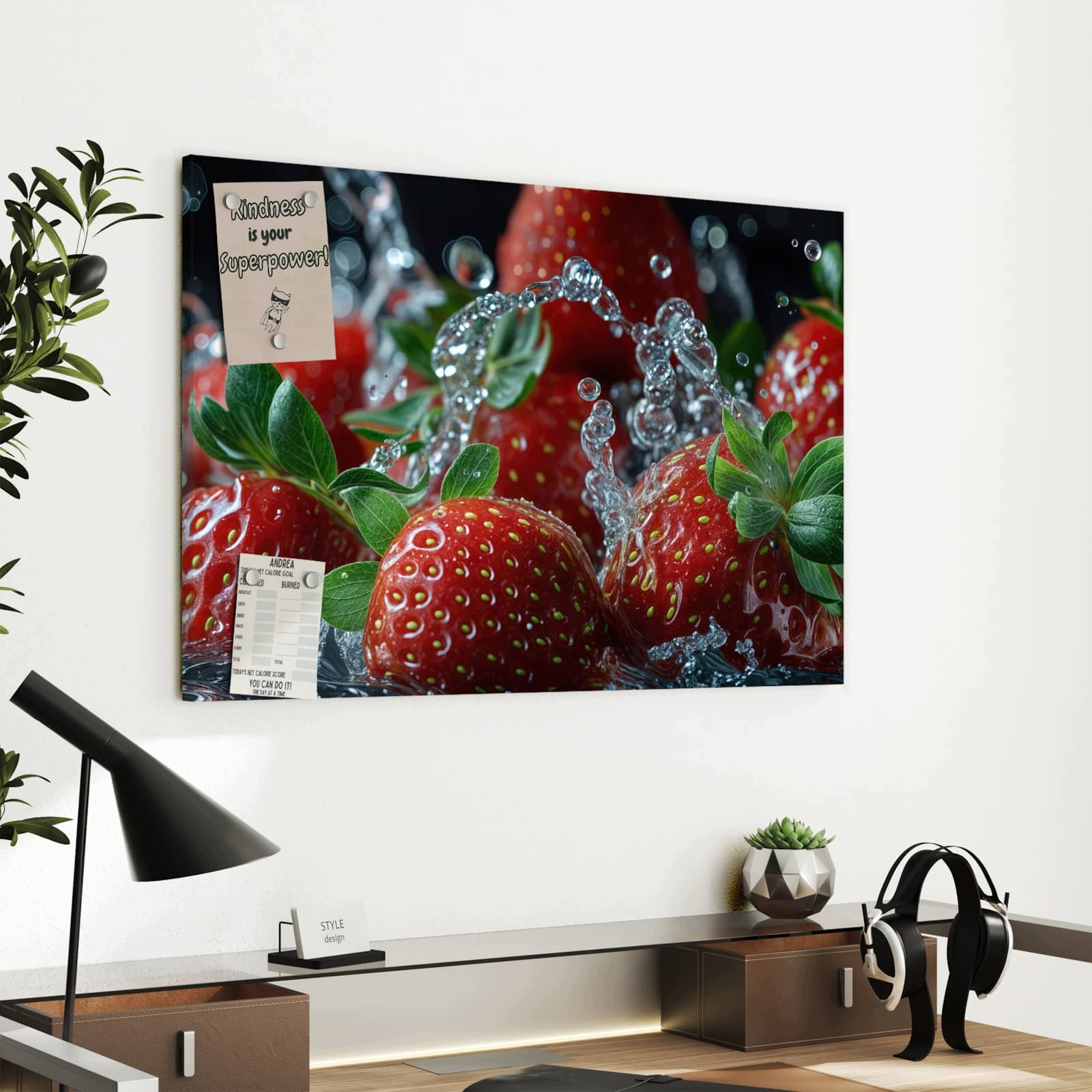 Magnetická tabule Svěží Jahody Košík 60 × 40 cm
