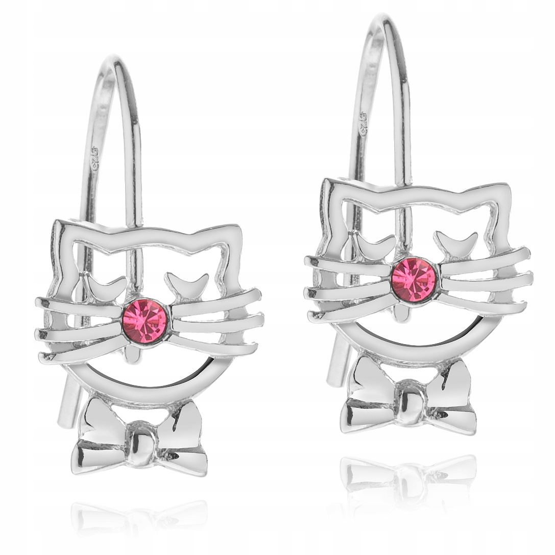 

Kolczyki Srebrne Dla Dziewczynki Koty Wiszące 925