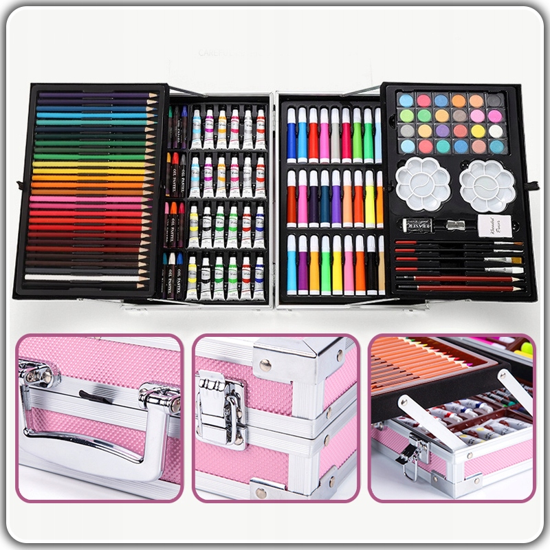 ZESTAW ARTYSTYCZNY DO MALOWANIA DLA DZIECI + WALIZKA MAZAKI KREDKI FARBY EAN (GTIN) 5907022720280