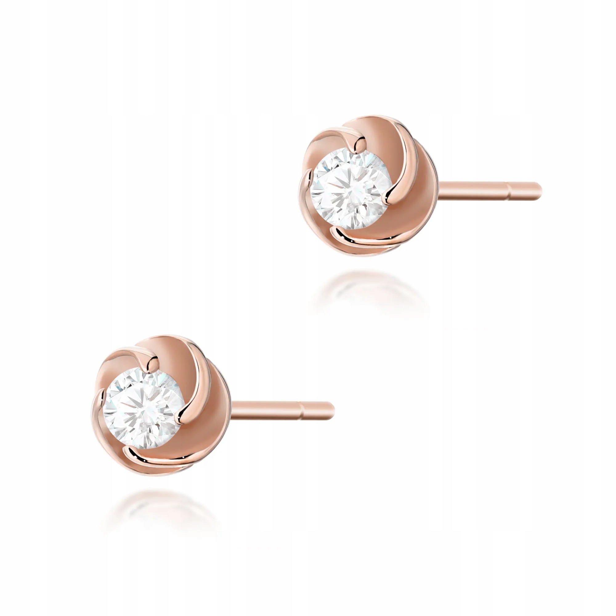Złote kolczyki z brylantami diamenty 2 x 0,08ct różowe złoto pr. 585