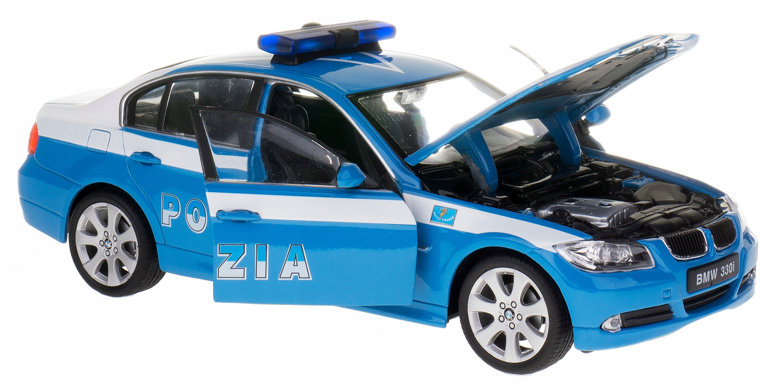 Bmw 330I Polizia Kovový Model Welly 1:24 Policie