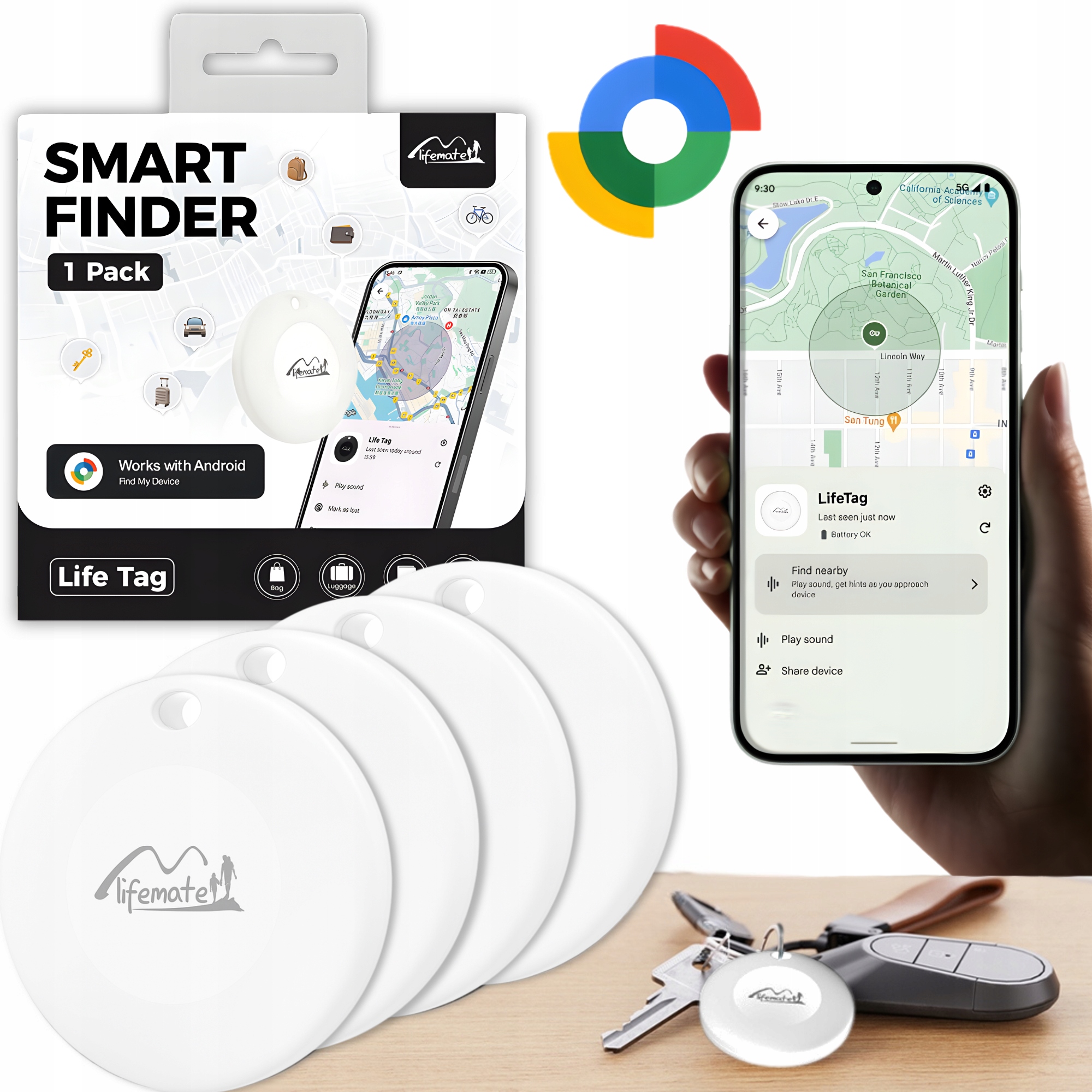 LifeMate 4szt. Lokalizator Gps Tracker Do Roweru Auta Kluczy Google Android