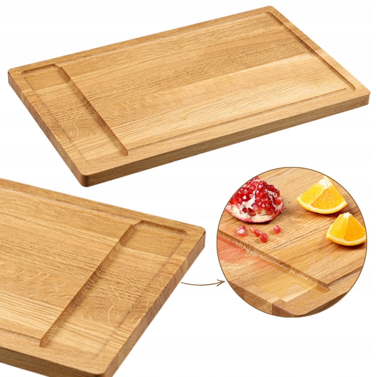 Dubová Servírovací Deska s prostorem pro doplňky 45x28x2 cm Pro Servírování